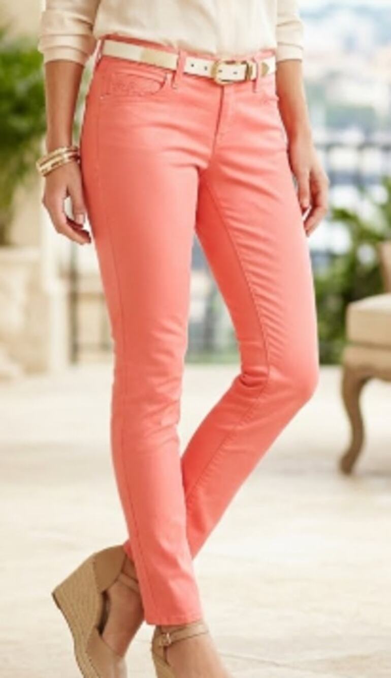 Lilly Pulitzer Worth Cheeky Melon Skinny Sateen Jeans sz 10